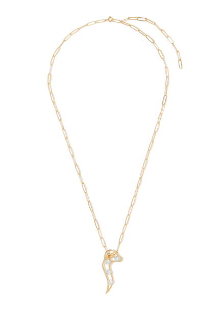 Oula Frame Necklace, 18k Yellow Gold with Topaz